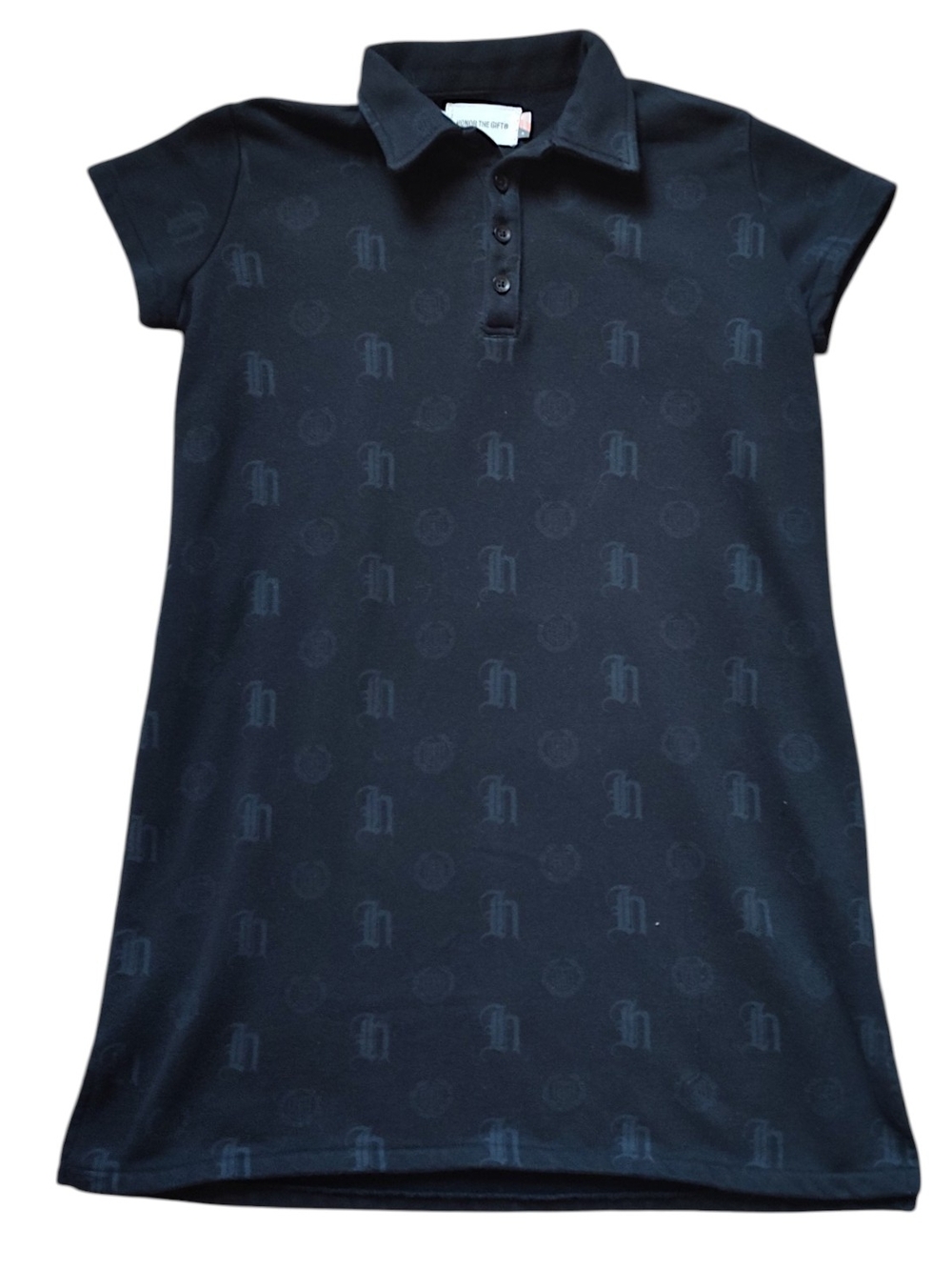 Honor The Gift Girls' Short-Sleeve Black Polo with Subtle Monogram